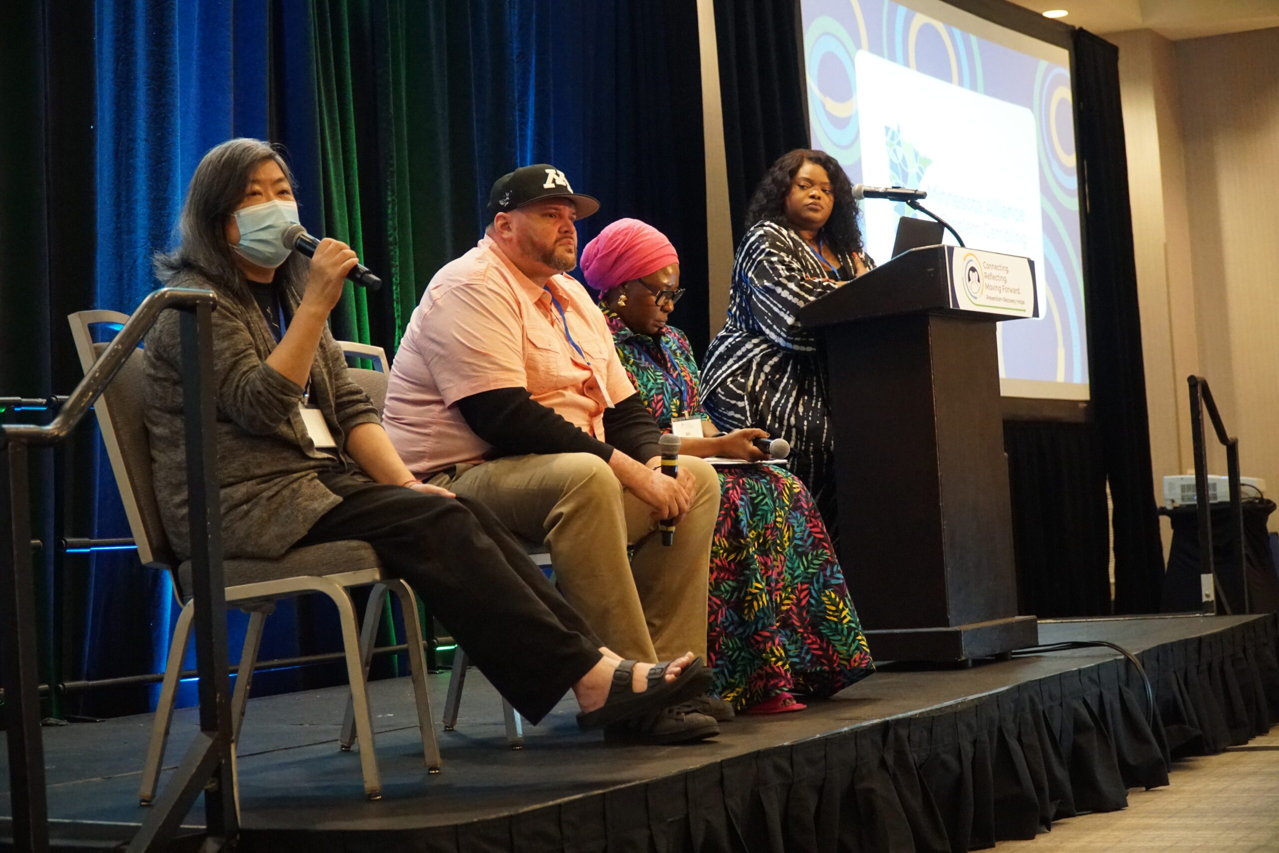 An expert panel discussed the current state of problem gambling and the crucial next steps needed to effect change. From left to right: Ange Hwang, Lucas Patterson, Bili Banjoko and moderator Adina Black.